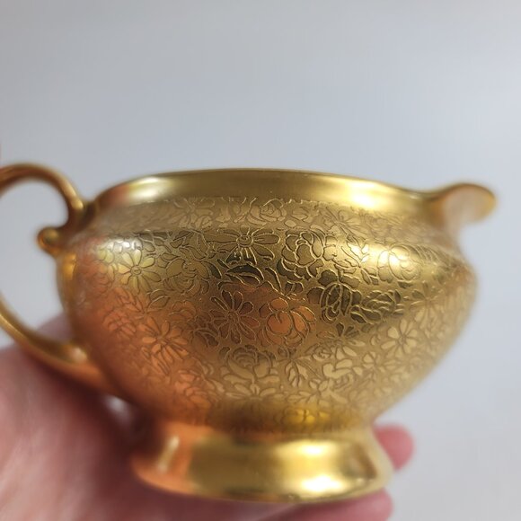 Tirschenreuth Bavaria Gold Encrusted Creamer Rose & Daisy - Picture 7 of 13